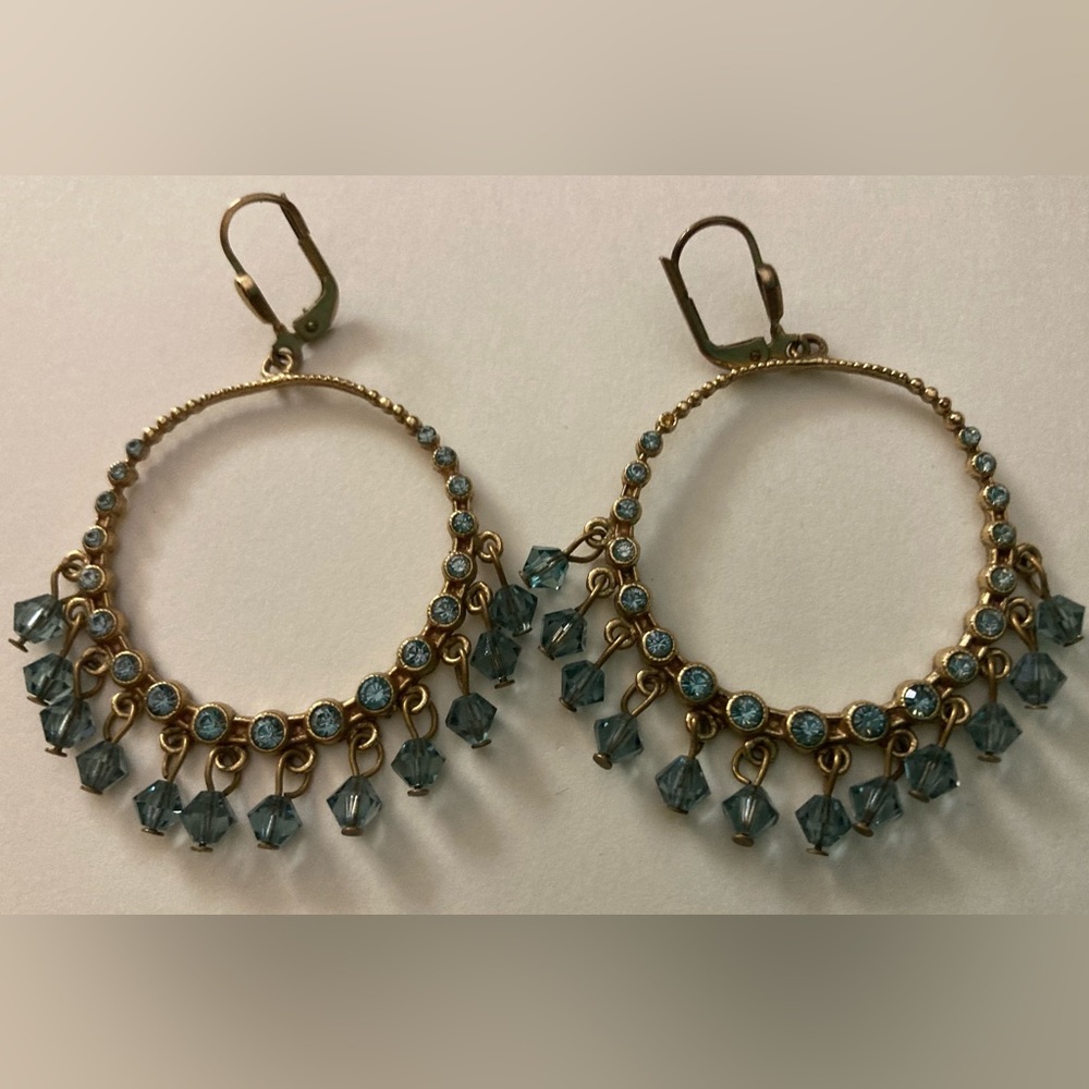 CATHERINE POPESCO La Vie Parisienne Gold Hoop Beaded Crystal Earrings - Picture 6 of 9